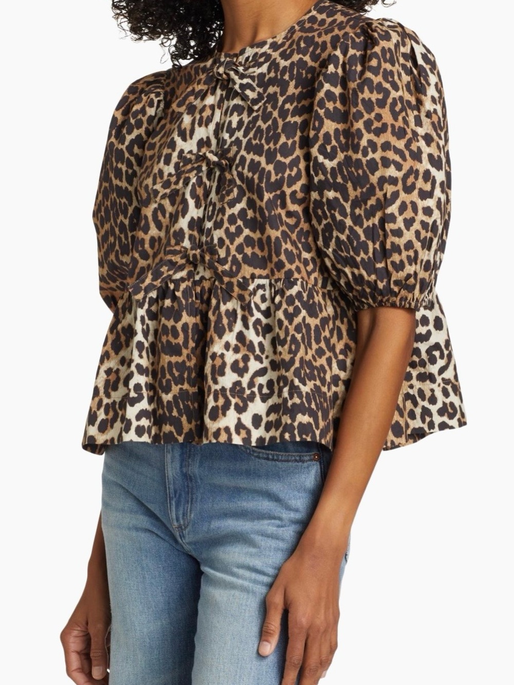 GANNI Leopard Puff-Sleeve Peplum Top
Size L (40). NEW with tags. - Picture 5 of 7